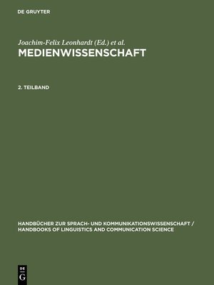 cover image of Medienwissenschaft. 2. Teilband